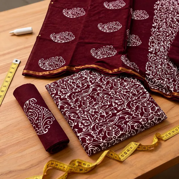 Pure_Cotton_Copper_Batik_Heavy_Suits_🍷_Wine_Berry