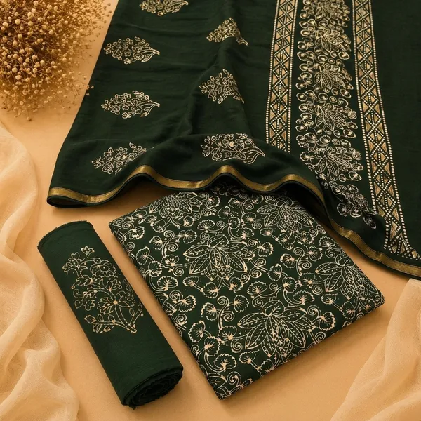 Pure_Cotton_Copper_Batik_Heavy_Suits_Bottle_Green