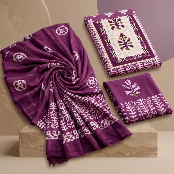 Aahoo_Chiken_Lapat_Pure_Cotton_Batik_Hand_Block_Suit_Royal_Plum