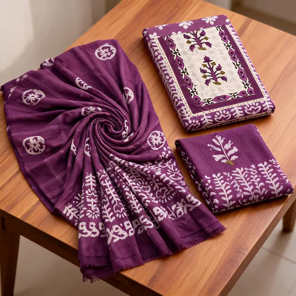 Aahoo_Chiken_Lapat_Pure_Cotton_Batik_Hand_Block_Suit_Royal_Plum