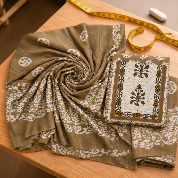 Aahoo_Chiken_Lapat_Pure_Cotton_Batik_Hand_Block_Suit_Desert_Sand