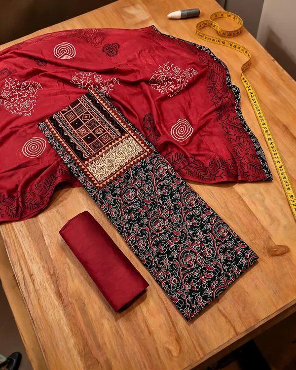 Aahoo_Heritage_Ajrakh_Cotton_3_Piece_Dress_Material_Heritage_Maroon