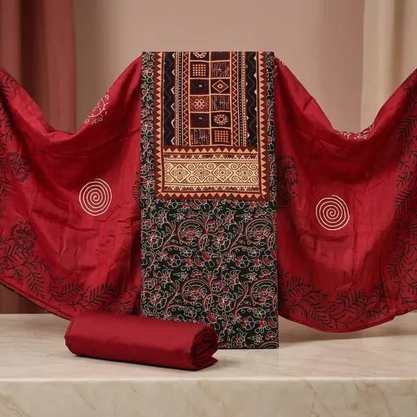 Aahoo_Heritage_Ajrakh_Cotton_3_Piece_Dress_Material_Heritage_Maroon