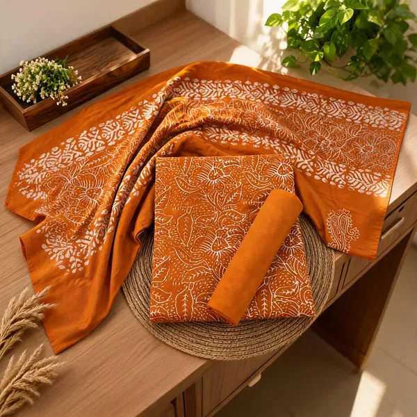 Premium_Cotton_Batik_Fabric_Marigold_Orange_Floral_Print