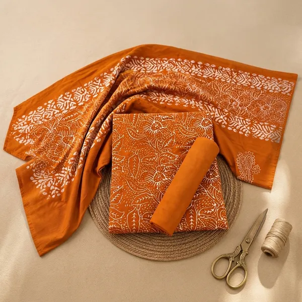 Premium_Cotton_Batik_Fabric_Marigold_Orange_Floral_Print