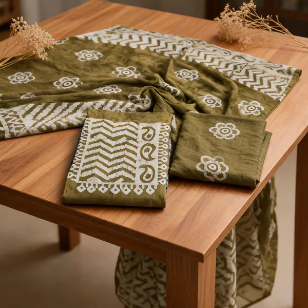 Aahoo_Olive_Green_Pure_Cotton_Hand_Batik_Tie_Dye_Block_Suit