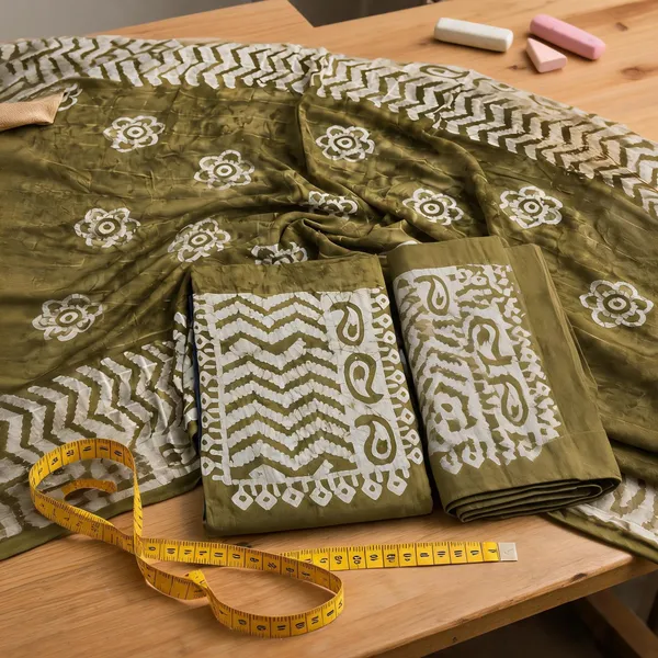 Aahoo_Olive_Green_Pure_Cotton_Hand_Batik_Tie_Dye_Block_Suit
