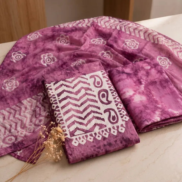 Aahoo_Berry_Pink_Pure_Cotton_Hand_Batik_Tie_Dye_Block_Suit