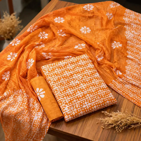 Aahoo_Orange_Pure_Cotton_Hand_Batik_Tie_Dye_Block_Suit