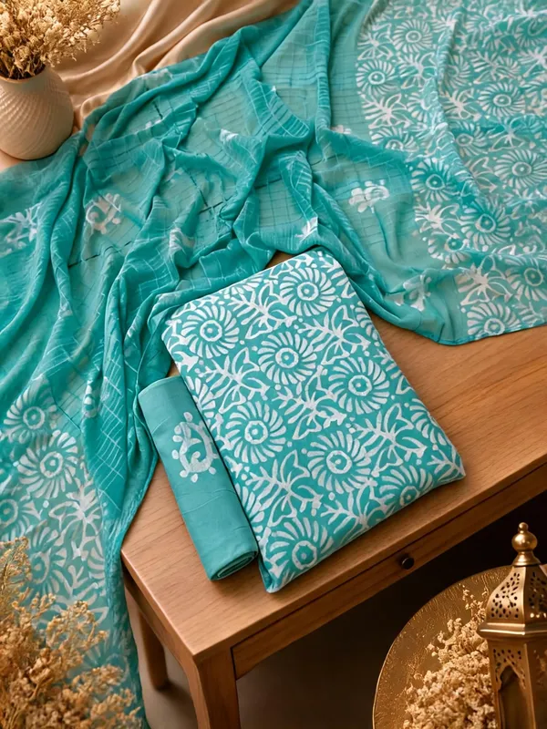 Aahoo_Aqua_Blue_Pure_Cotton_Hand_Batik_Tie_Dye_Block_Suit