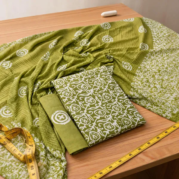 Aahoo_Olive_Green_Pure_Cotton_Hand_Batik_Tie_Dye_Block_Suit
