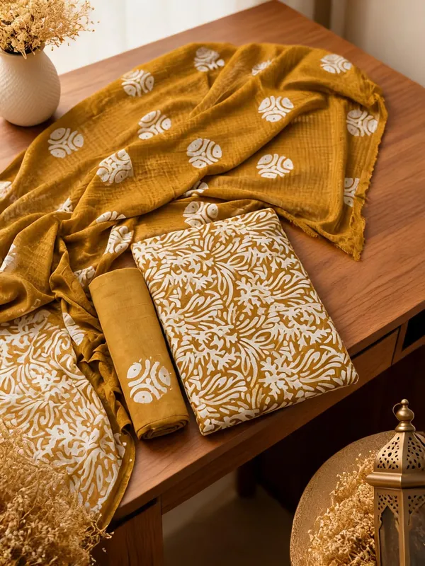 Aahoo_Mustard_Yellow_Pure_Cotton_Hand_Batik_Tie_Dye_Block_Suit