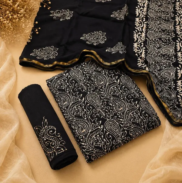 Pure_Cotton_Copper_Batik_Heavy_Suits_🖤_Classic_Black