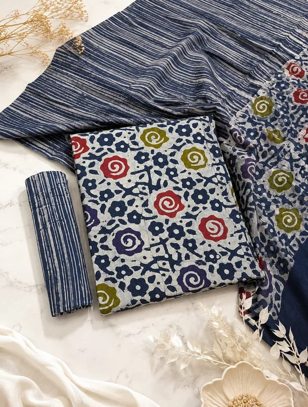 Aahoo_Midnight_Bloom_Pure_Cotton_Multi_Batik_Print_Dress_Material