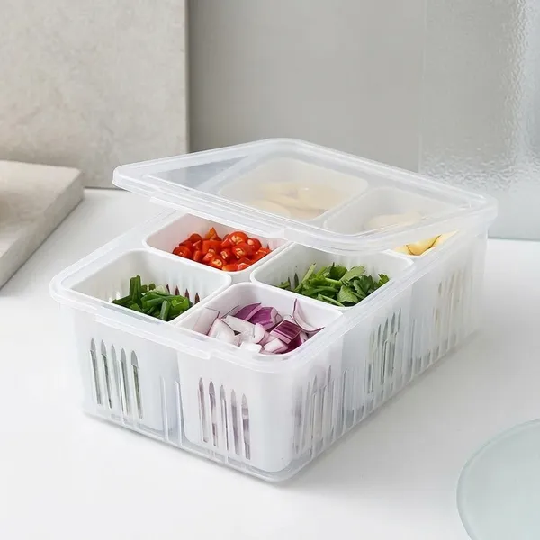 White_Plastic_6_Compartment_Refrigerator_Storage_Container_With_Lid