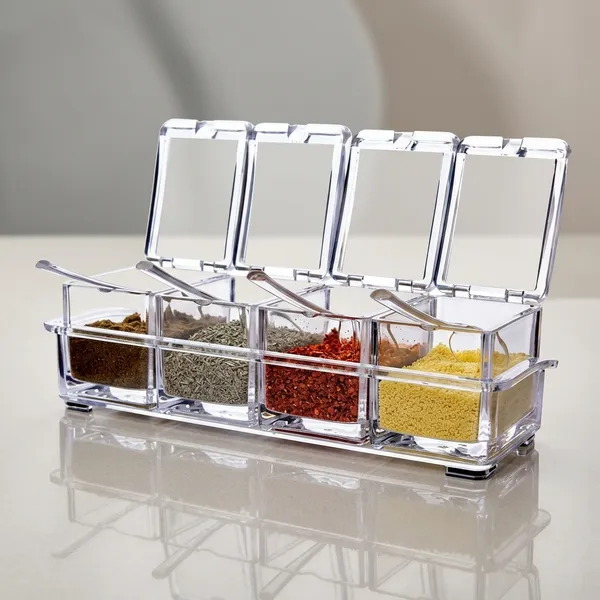 White_Acrylic_4-Compartment_Spice_Jar_Set_With_Hinged_Lids