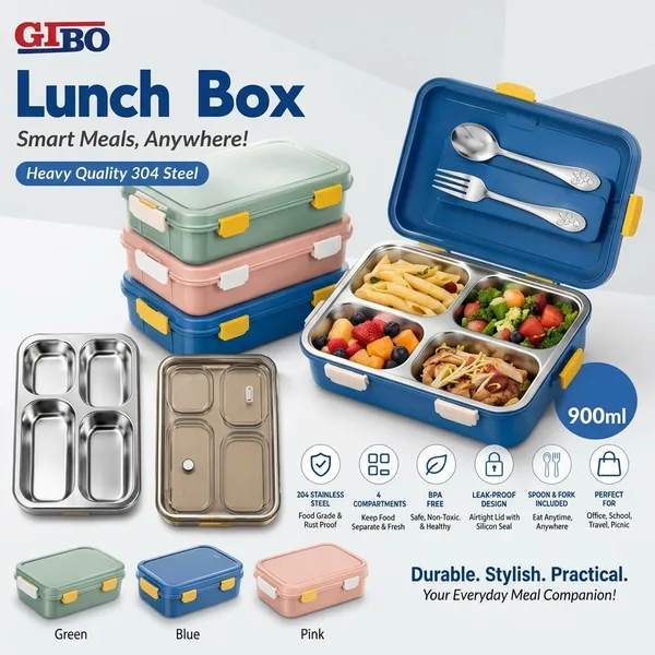 Multicolor_Stainless_Steel_3-Compartment_Lunch_Box_900Ml