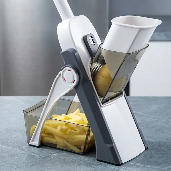White_And_Grey_Stainless_Steel_Hand_Press_Manual_Vegetable_Cutter_Slicer