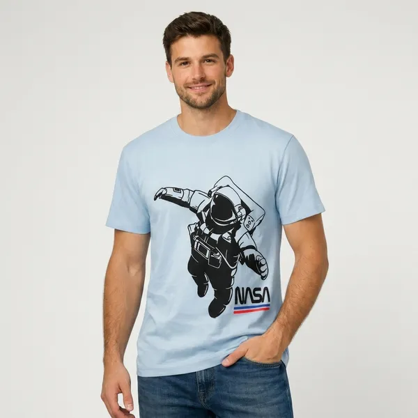 Light_Blue_Cotton_Premium_Astronaut_Graphic_T-Shirt_For_Men