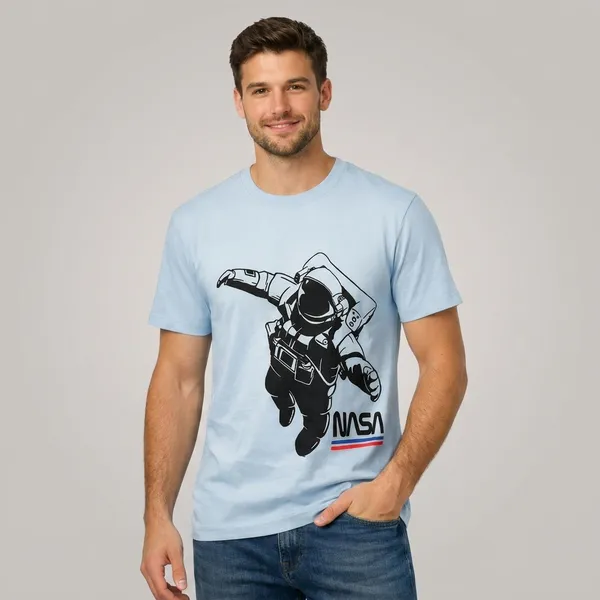 Light_Blue_Cotton_Premium_Astronaut_Graphic_T-Shirt_For_Men