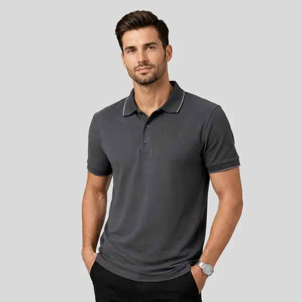 Charcoal_Grey_Cotton_Premium_Contrast_Tipping_Polo_T-Shirt_For_Men