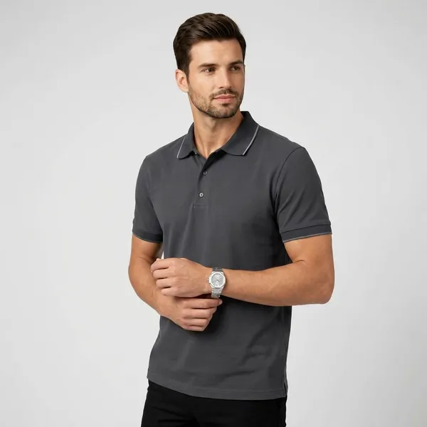 Charcoal_Grey_Cotton_Premium_Contrast_Tipping_Polo_T-Shirt_For_Men