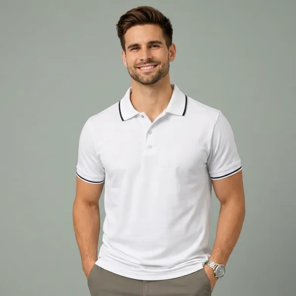 White_Cotton_Premium_Contrast_Trim_Polo_T-Shirt_For_Men