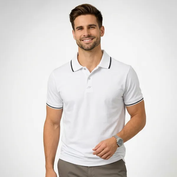 White_Cotton_Premium_Contrast_Trim_Polo_T-Shirt_For_Men