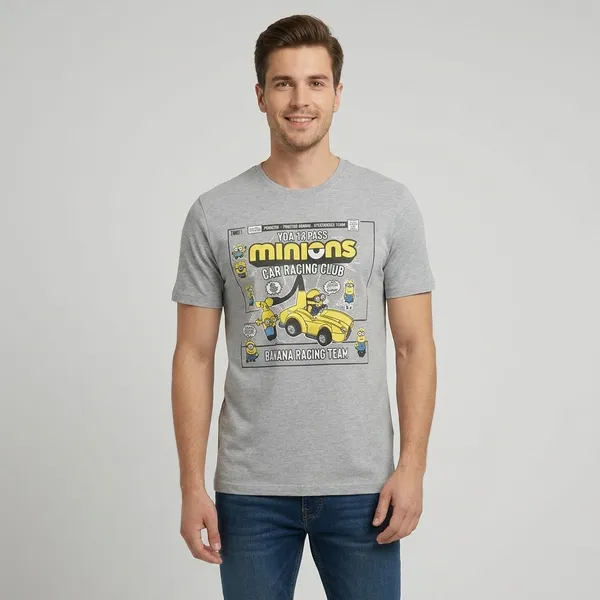 Grey_French_Terry_Minions_Graphic_Print_Crew_Neck_T-Shirt_For_Men