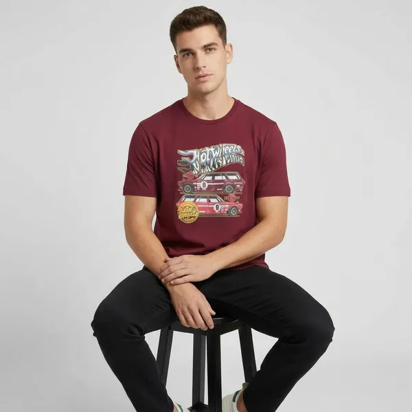 Maroon_Cotton_Premium_Hot_Wheels_Graphic_Print_T-Shirt_For_Men