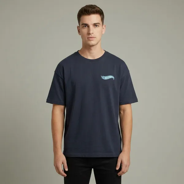 Navy_Blue_French_Terry_Oversized_Whale_Embroidery_T-Shirt_For_Men