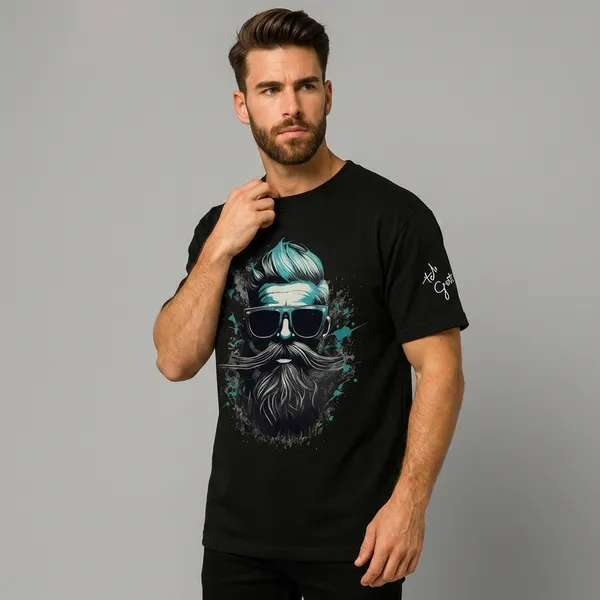 Black_French_Terry_Oversized_Graphic_Print_T-Shirt_For_Men