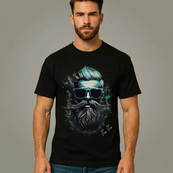Black_French_Terry_Oversized_Graphic_Print_T-Shirt_For_Men