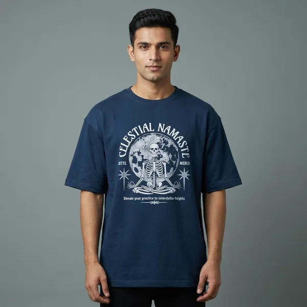 Navy_Blue_French_Terry_Oversized_Celestial_Skeleton_Graphic_T-Shirt_For_Men