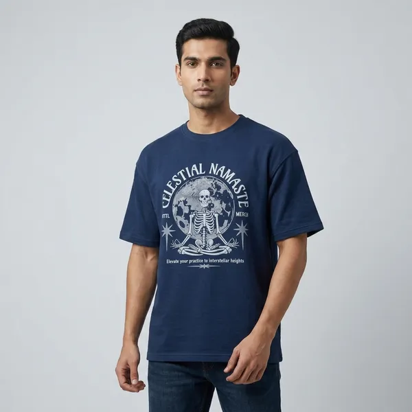 Navy_Blue_French_Terry_Oversized_Celestial_Skeleton_Graphic_T-Shirt_For_Men