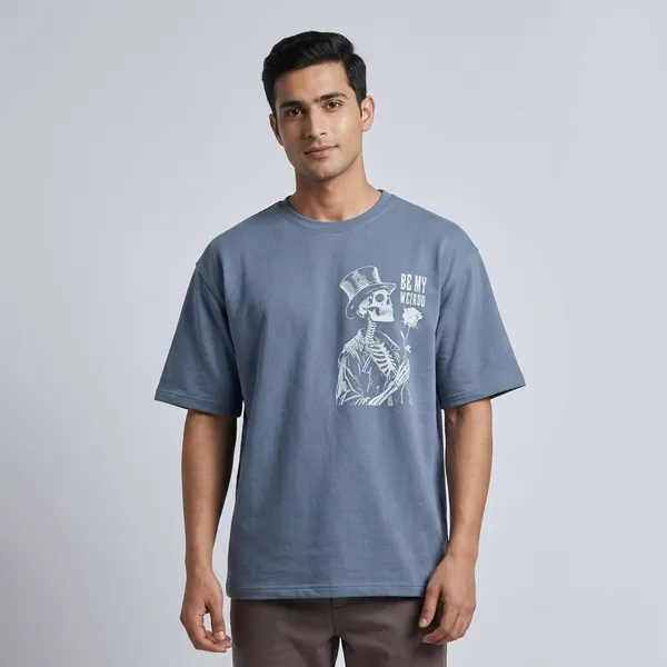 Blue_French_Terry_Oversized_Graphic_Print_T-Shirt_For_Men
