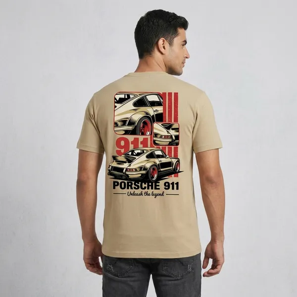 Beige_French_Terry_Oversized_Porsche_Graphic_T-Shirt_For_Men
