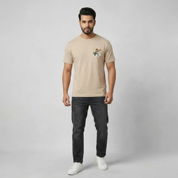 Beige_French_Terry_Crew_Neck_Graphic_Print_T-Shirt_For_Men