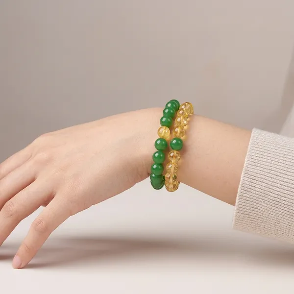 citrine_and_green_Jade_combination_Bracelet