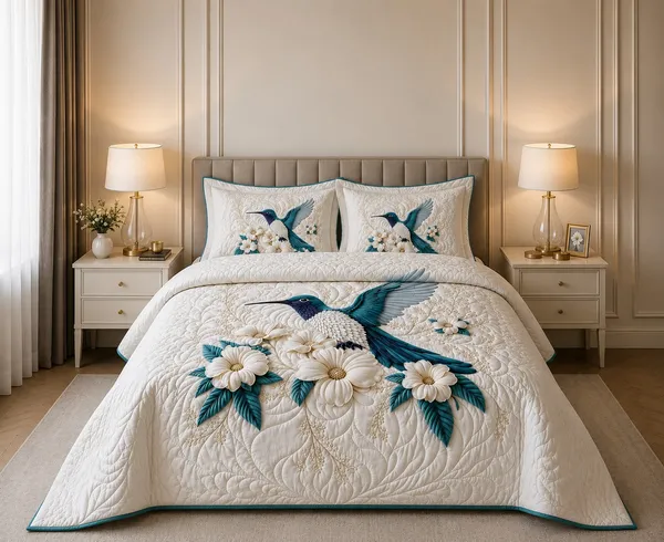 7D_Digital_Floral_&_Bird__Queen_size_Bedsheet_(Buy_1_Get_1)