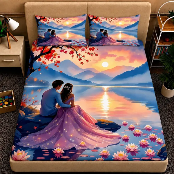 7D_Digital_Romantic_Sunset__Queen_size_Bedsheet_(Buy_1_Get_1)