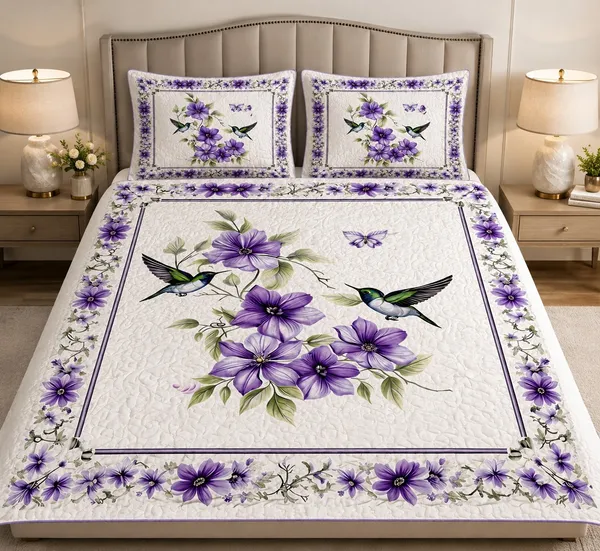 7D_Digital__Purple_Birds__Queen_size_Bedsheet_(Buy_1_Get_1)
