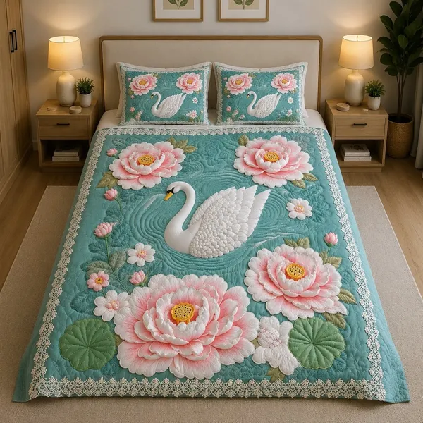 7D_Premium_Dreamy_Swan_Printed_Queen_size_Cotton_Bedsheet_with_2_Pillow_covers_