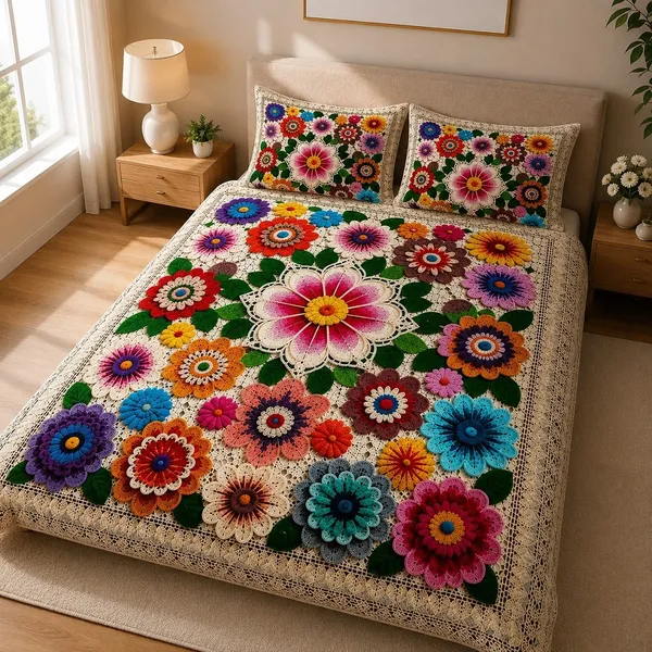 7D_Premium_Embroidery_Look_Printed_Queen_size_Cotton_Bedsheet_with_2_Pillow_covers_