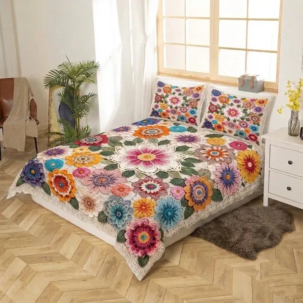 7D_Premium_Embroidery_Look_Printed_Queen_size_Cotton_Bedsheet_with_2_Pillow_covers_