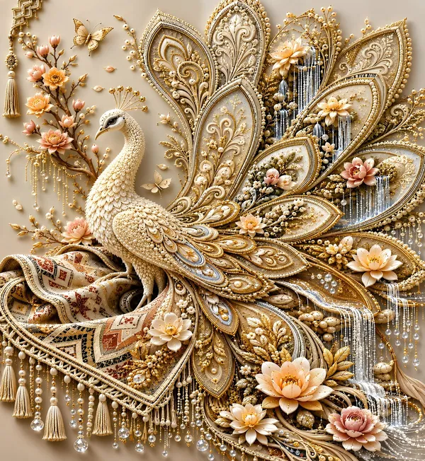 7D_Premium_Prosperity_Golden_Peacock_Queen_size_Cotton_Bedsheet_with_2_Pillow_covers_