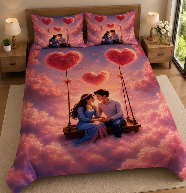 7D_Premium_Romantic_Couples_Printed_Cotton_Queen_size_Bedsheet_with_2_Pillow_covers_