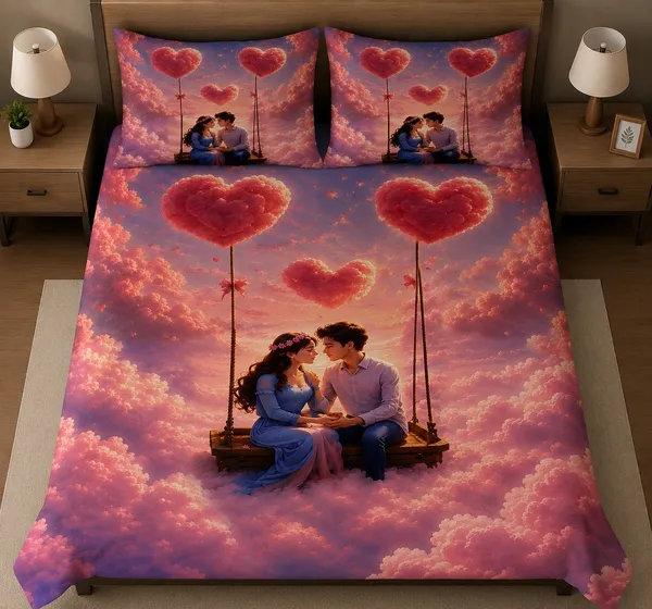 7D_Premium_Romantic_Couples_Printed_Cotton_Queen_size_Bedsheet_with_2_Pillow_covers_
