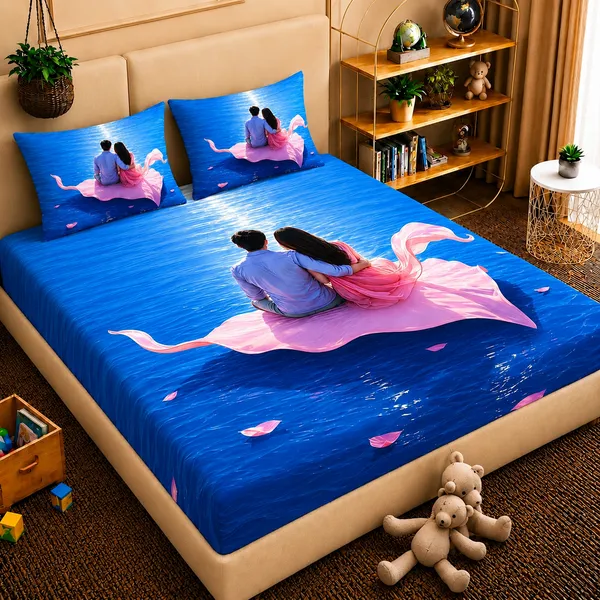 7D_Digital_Romantic_Couples_Queen_size_Bedsheet_(Buy_1_Get_1)