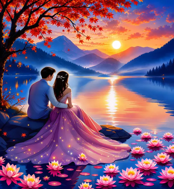 7D_Digital_Romantic_Sunset__Queen_size_Bedsheet_(Buy_1_Get_1)